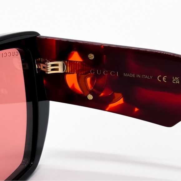NEW GUCCI GG0956S 009 OVERSIZED BLACK ORANGE PINK WOMEN SUNGLASSES GUCCI - Picture 11 of 13